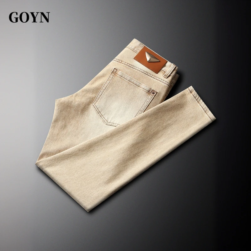 GOYN秋季修身轻奢男士透气弹力百搭潮流直筒男装复古休闲牛仔长裤