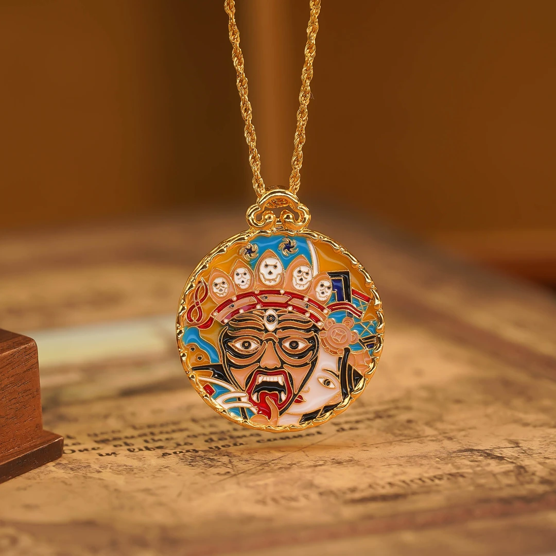 18k金黑玛瑙扎基拉姆圆牌吊坠 不含链 约25*29mm【KS00022】