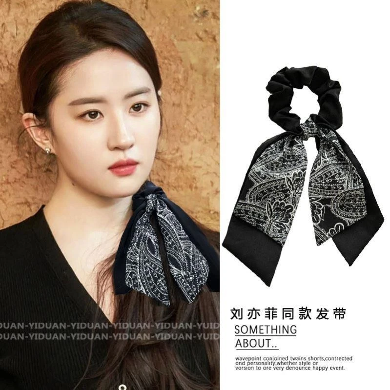 法式高级感女款网红发圈发带蝴蝶结头饰布料弹性带飘带米奇发圈