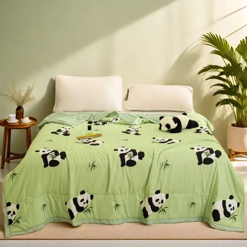 【宠粉专享】试睡15天亲肤轻奢夏凉被印花空调被凉感机洗熊猫盼达