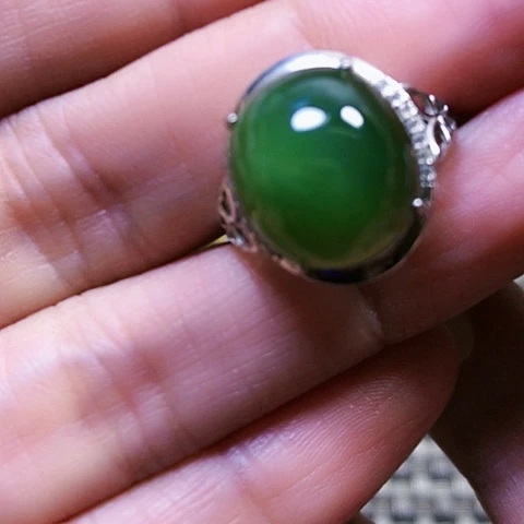 和田玉银S925镶嵌戒指