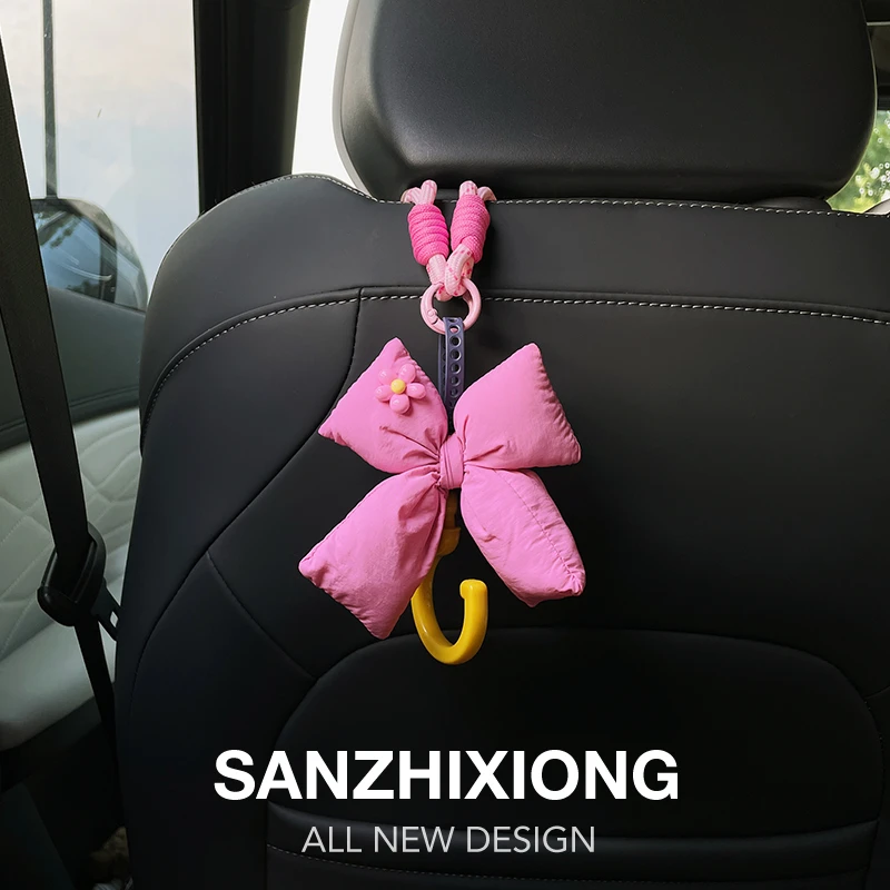 彩色蝴蝶结车载挂钩创意汽车挂钩车内座椅背收纳挂钩置物挂钩礼品