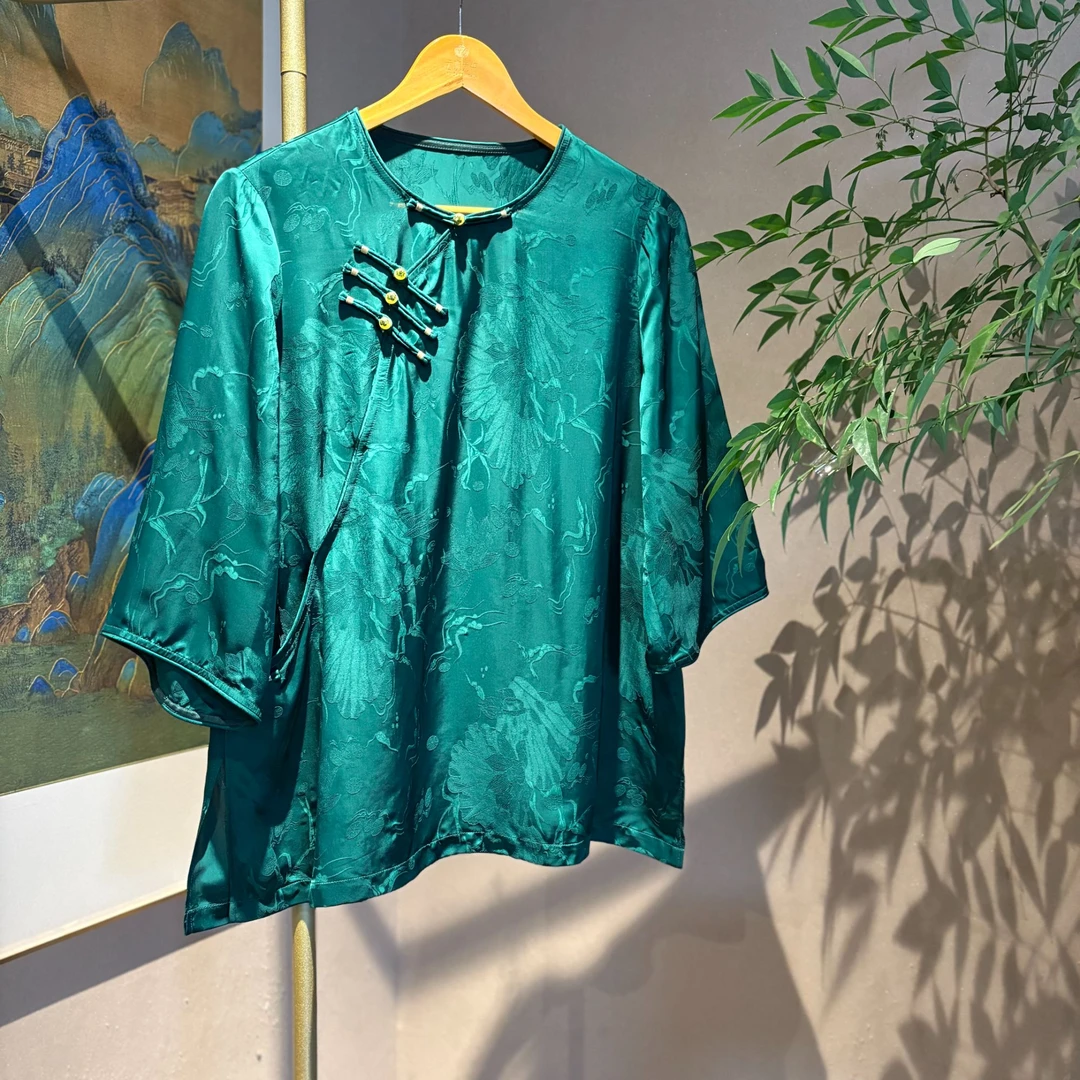 东方悠然（绿） 芳华设计新中式提花上衣国风百搭提花上衣FH-A082