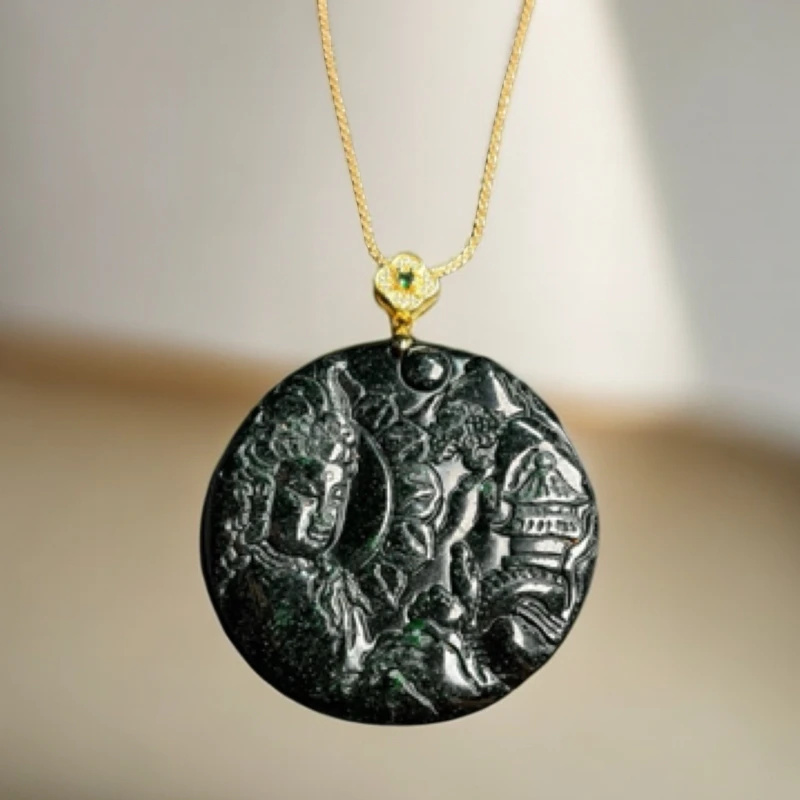 ｛老三高端甄选}DSJ5黑色圆牌佛观天下