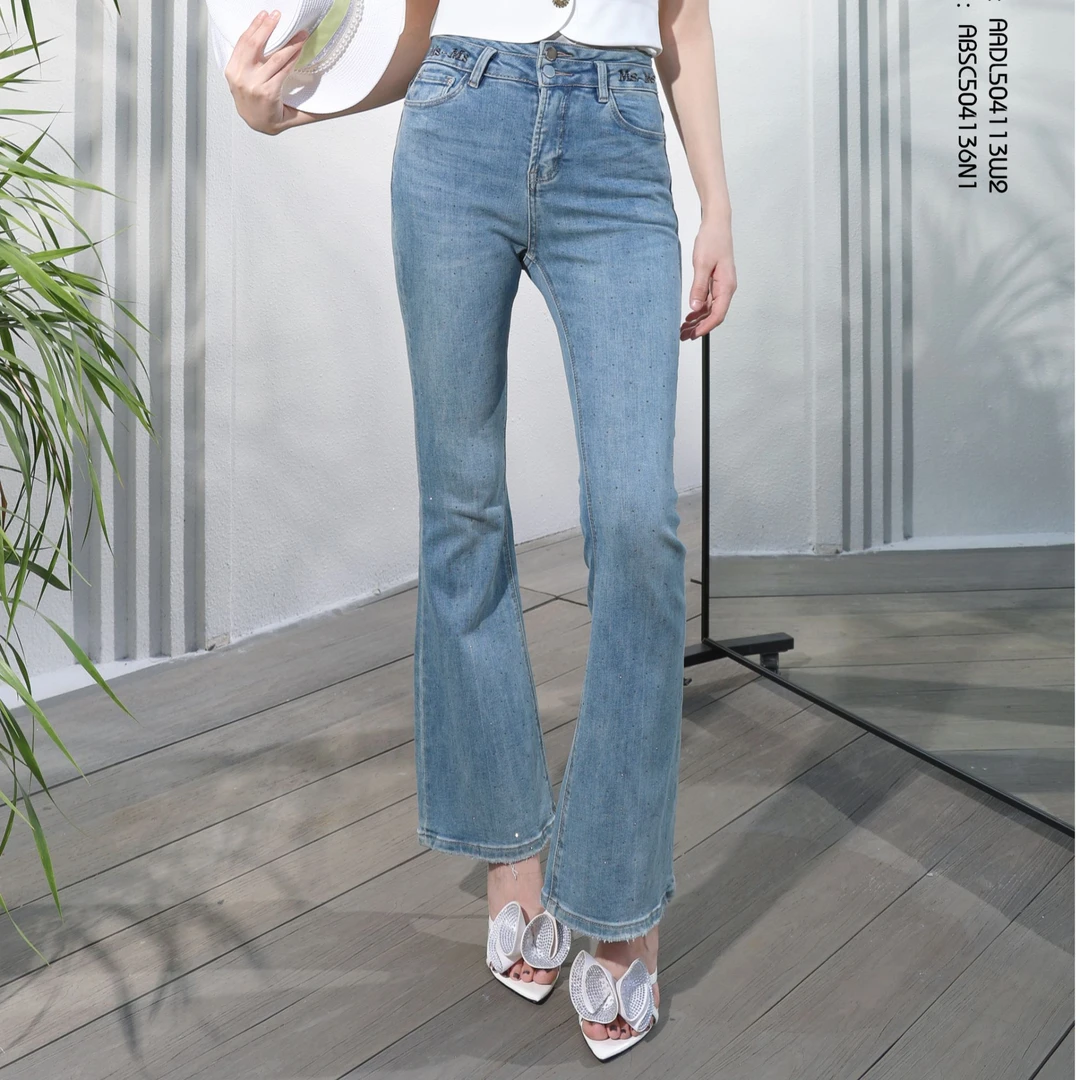 BAISI/百丝牛仔裤ABSC504136N1牛仔蓝修身微喇叭夏季