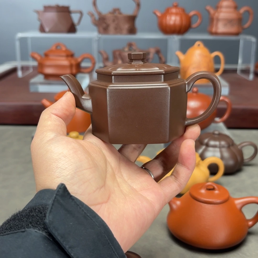 *****茶壶紫砂六方150CC紫泥