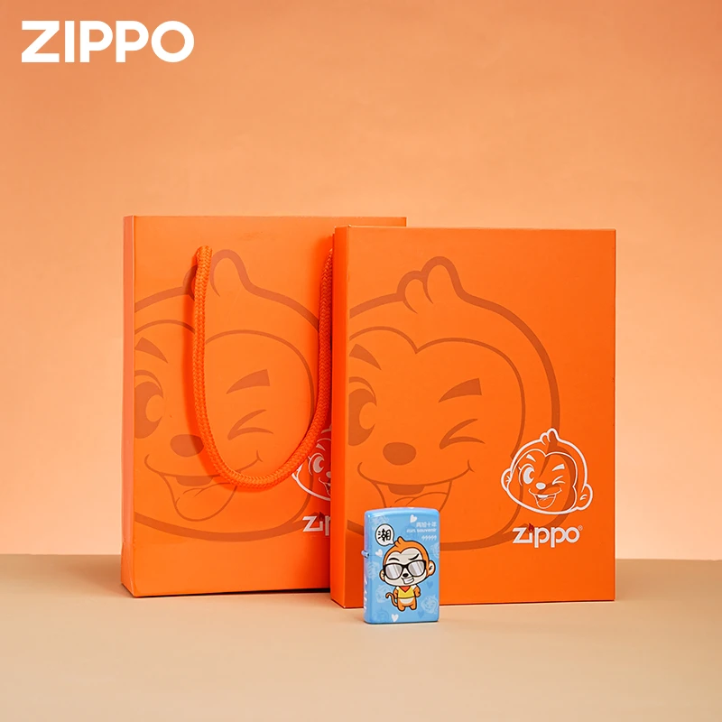 ZIPPO/之宝打火机大马猴定制男士蓝色个性钢琴烤漆工艺礼盒装DYF1