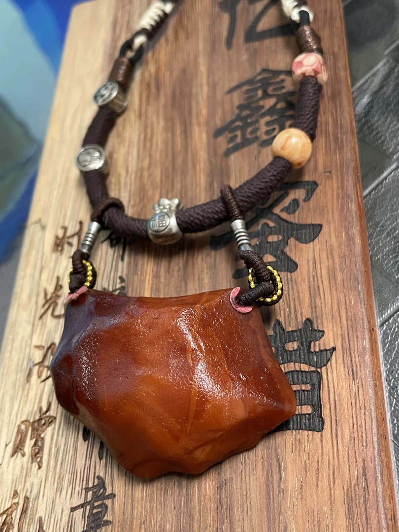 天然蜜蜡全皮红花蜡DIY设计款