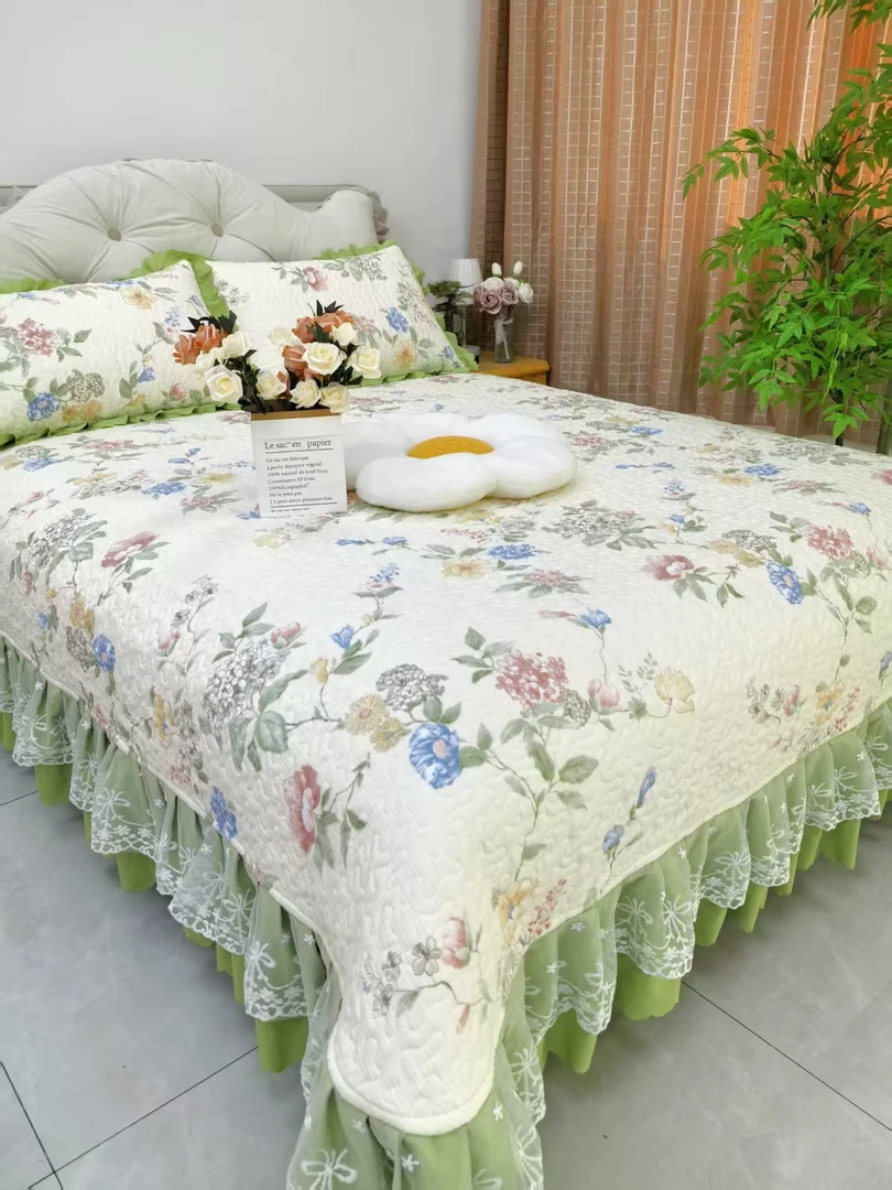 【2025秋冬新款加厚】加厚不加绒蕾丝花边床裙款榻榻米床盖面料舒适