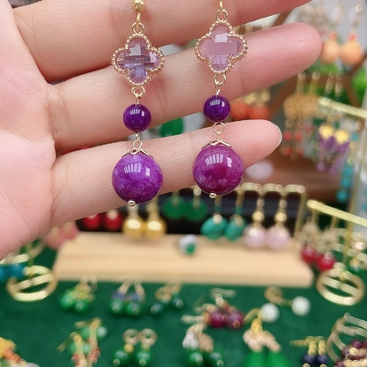 合金石英质玉耳饰