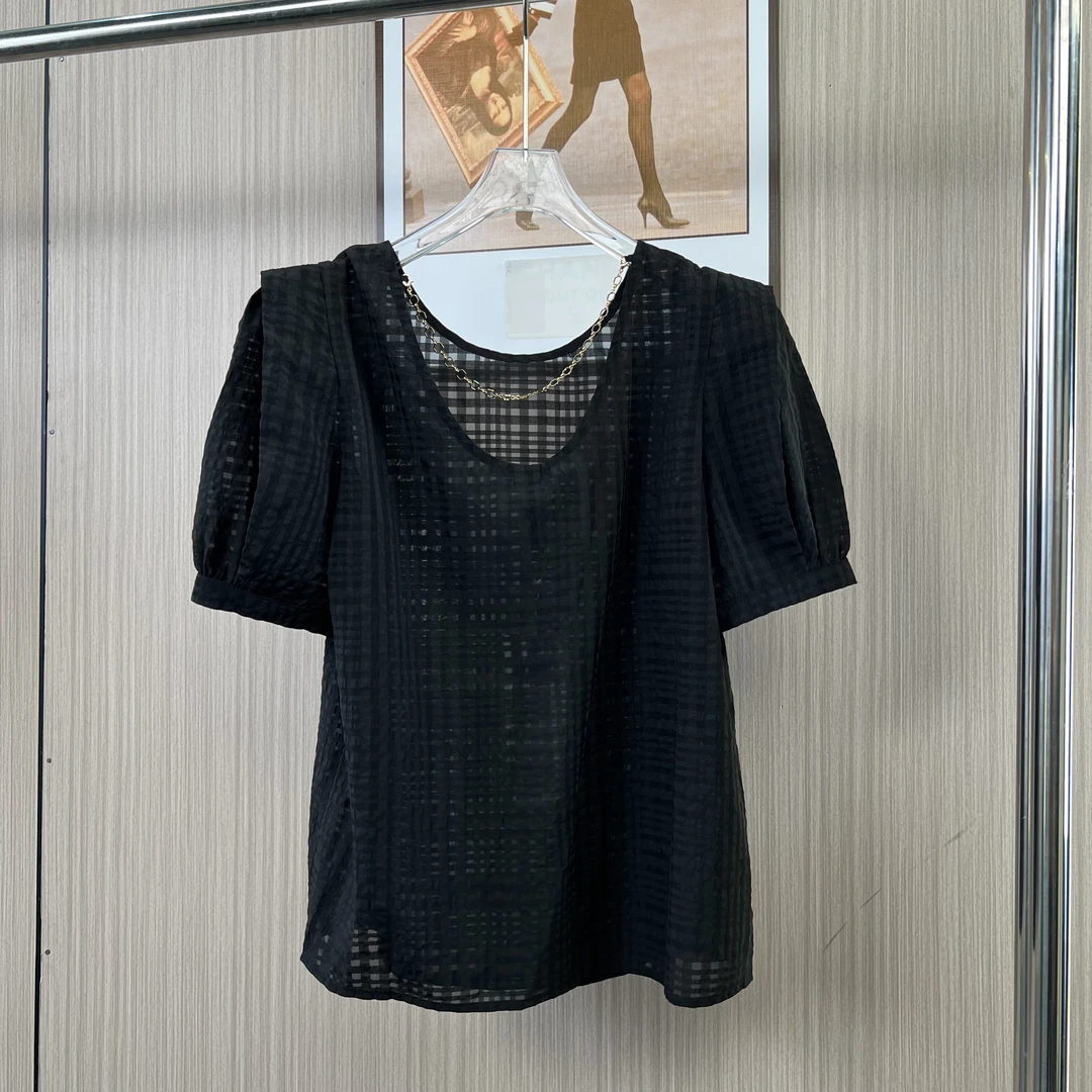 7583品牌撤柜女装FG春夏时尚设计款泡泡袖上衣