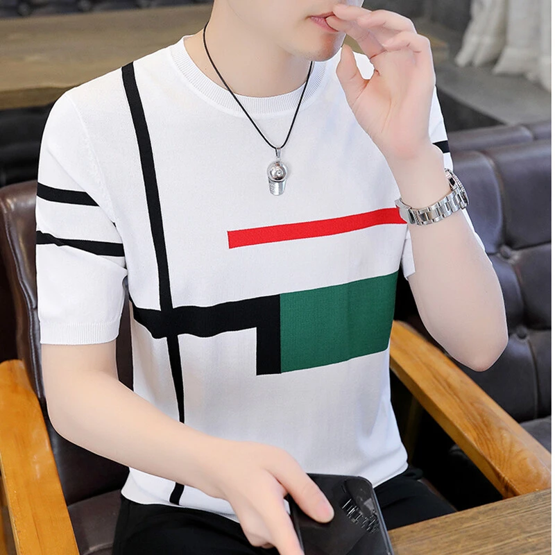 【高品质 冰麻】2025夏季短袖时尚修身休闲百搭半袖潮流圆领T618A