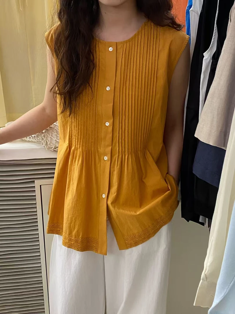 鑫燃KIKI 棉麻韩系百搭小众衬衣 52522 ET（F）