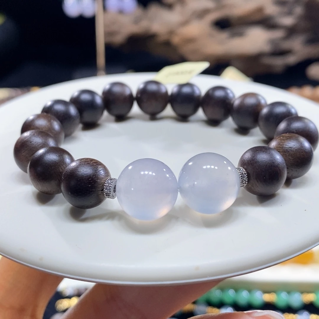 翡翠未镶嵌颈饰翡翠高冰茅台白圆珠手串12.6mm