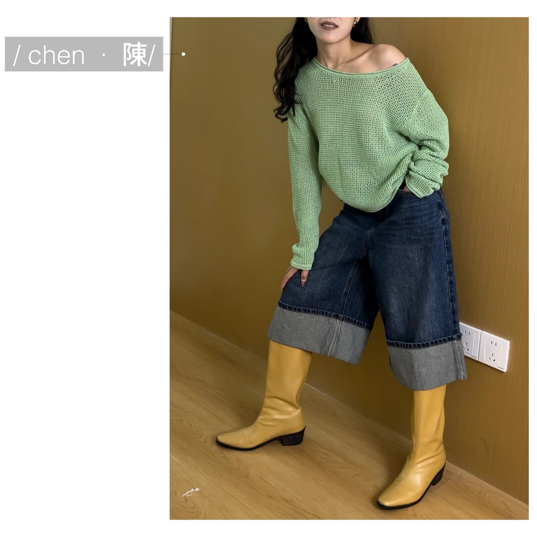 chen·陳【慵懒风】斜肩镂空上衣
