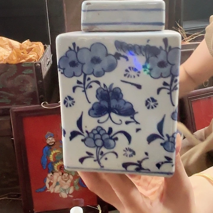 摆件景德镇高温陶瓷牡丹花盖罐