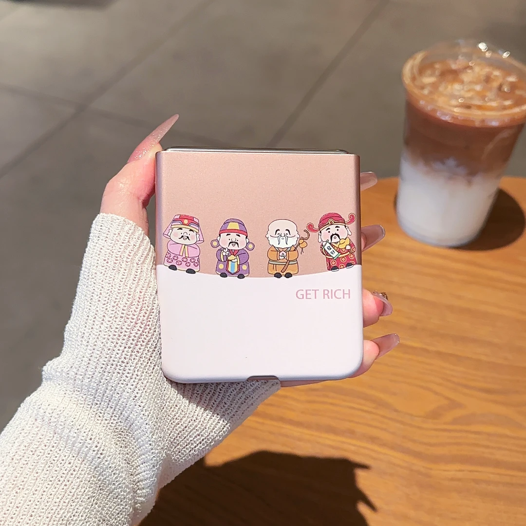 适用【华为NOVAFLIP】新品小财神金属漆折叠防摔高质感支架手机壳女