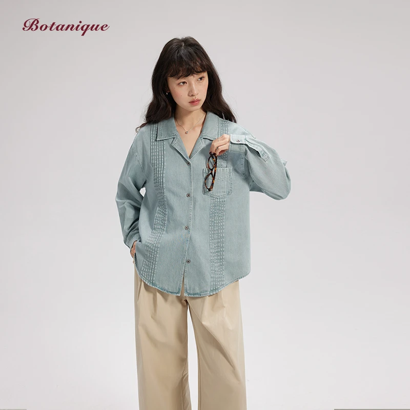 Botanique植物学  “浅春系”法式复古牛仔衬衫