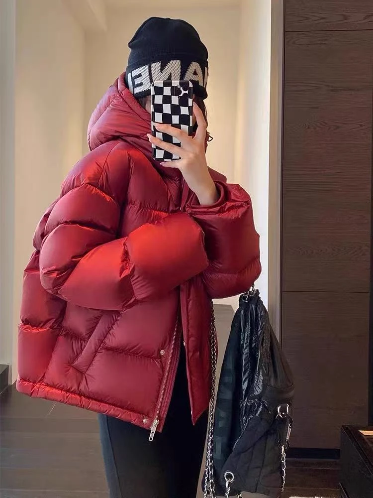 【DM】【反季清仓】泡芙羽绒服时尚百搭短款连帽女鹅绒服保暖外套