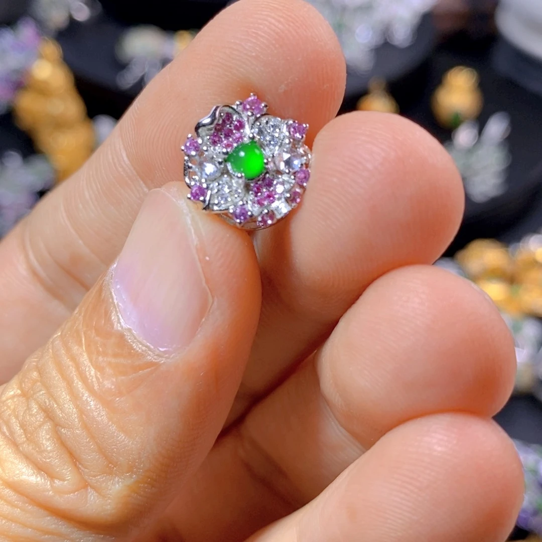 翡翠银S925镶嵌颈饰天然翡翠