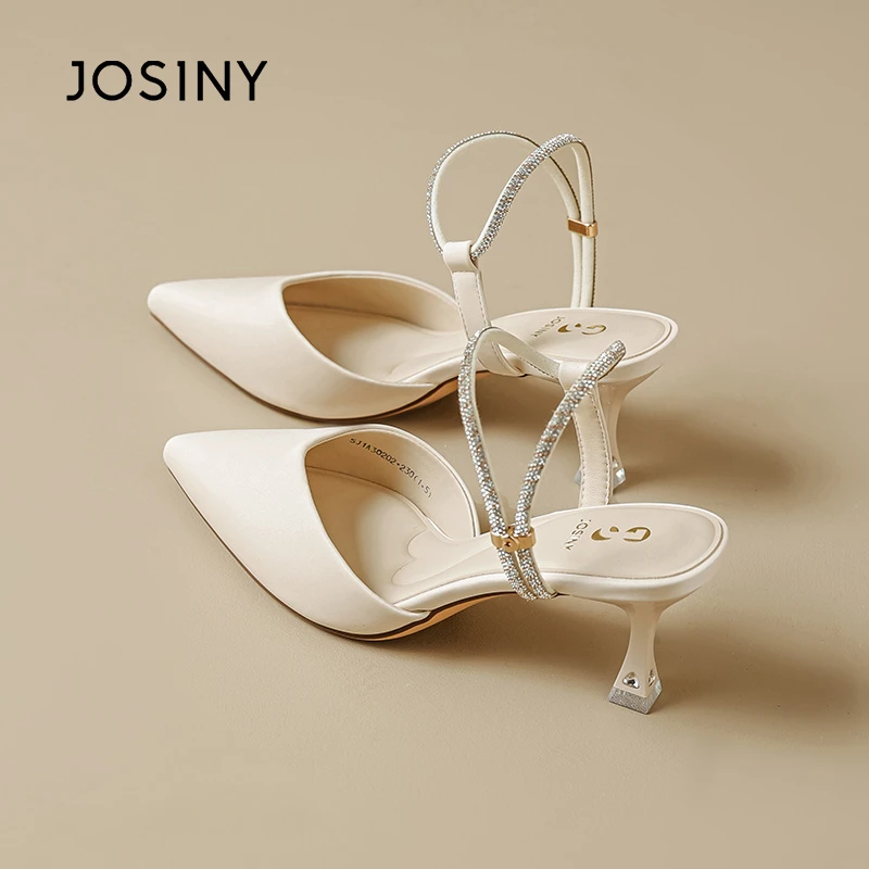 卓诗尼气质轻奢高跟鞋女2025夏季新款法式两穿细跟外穿包头凉鞋