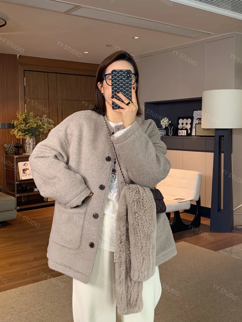 【YY STUDIO】港岛欧包 秋冬时髦休闲气质ins慵懒百搭开衫外套