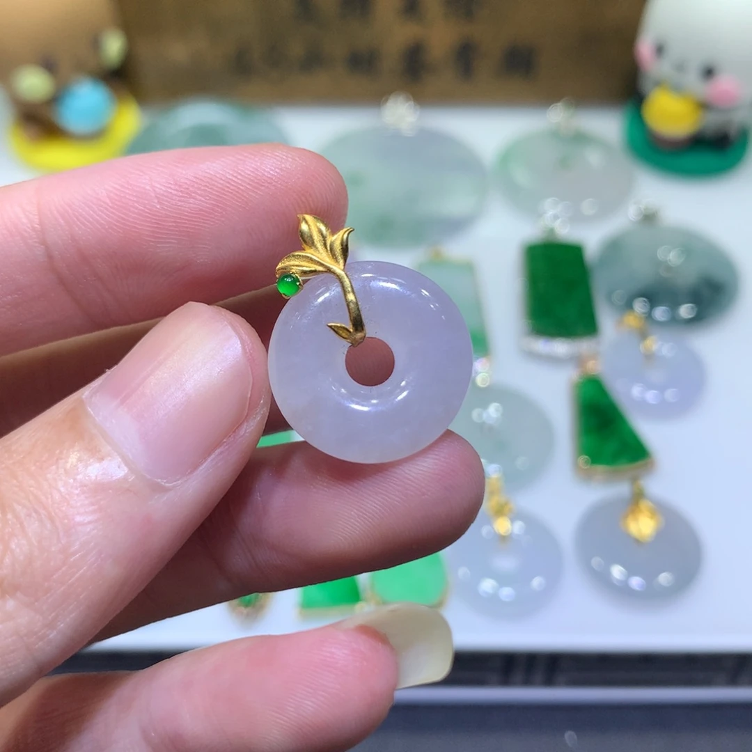 翡翠18K金镶嵌吊坠(不含链)