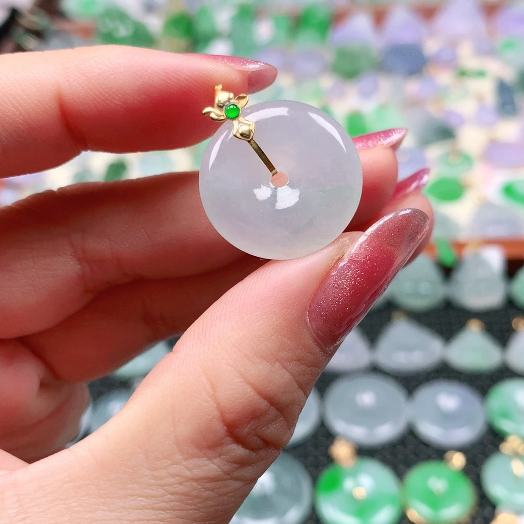 吊坠(不含链)18K金镶嵌翡翠