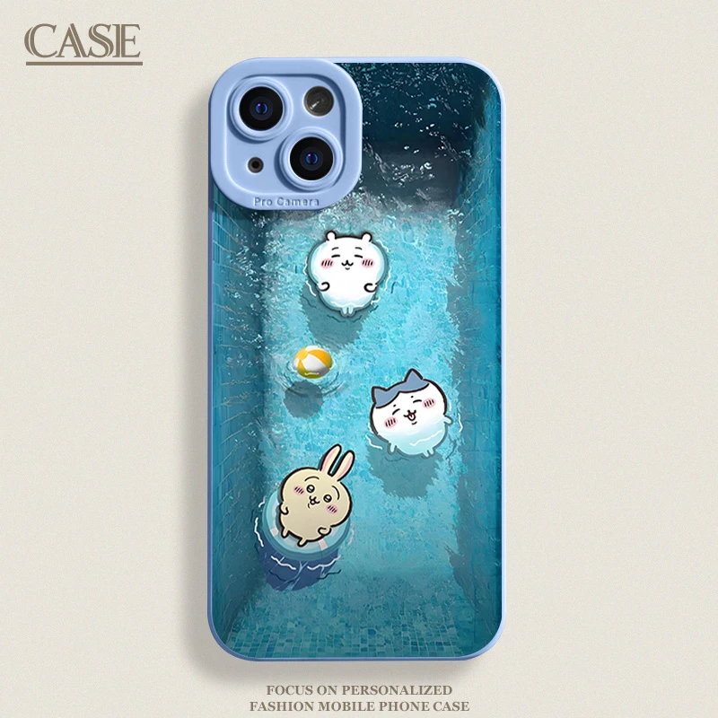 游泳吉伊卡哇适用iPhone16ProMax手机壳15苹果14软13瞳影12磨砂11