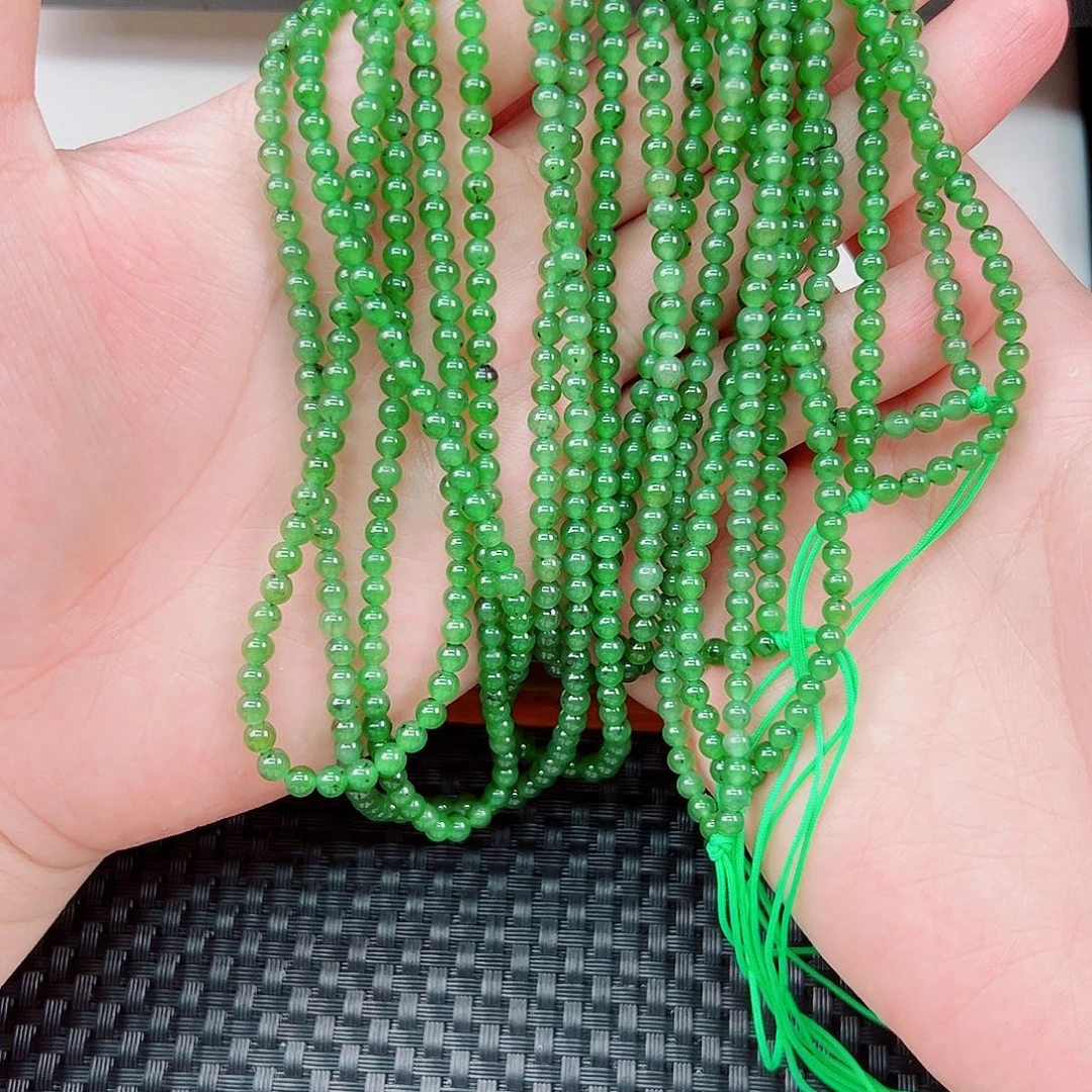 和田玉（碧玉）未镶嵌颈饰小米珠吊坠绳卡4一条