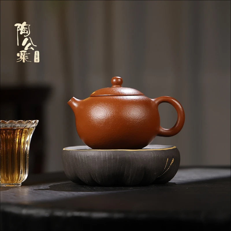 陶公粟原矿小煤窑朱泥30目粗砂《西施》200cc叶手制精美紫砂壶
