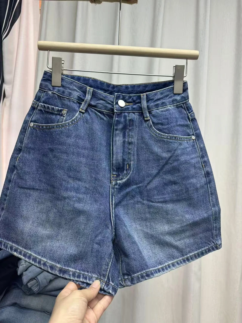 6228好货2025夏新款韩系牛仔A字阔腿裤女高腰显瘦直筒短裤