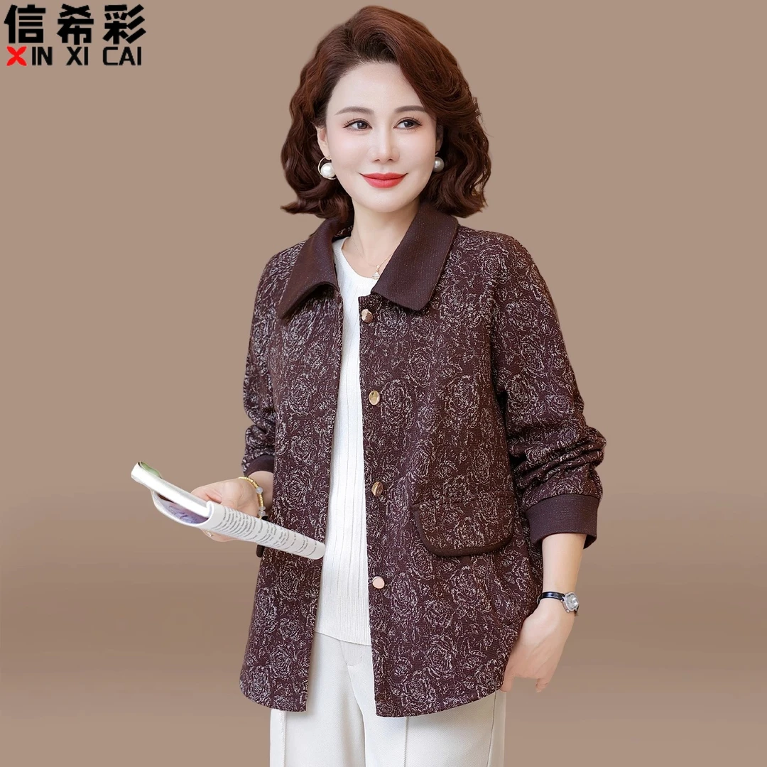 小个子妈妈秋装外套气质休闲夹克新款中老年人春秋短款风衣女