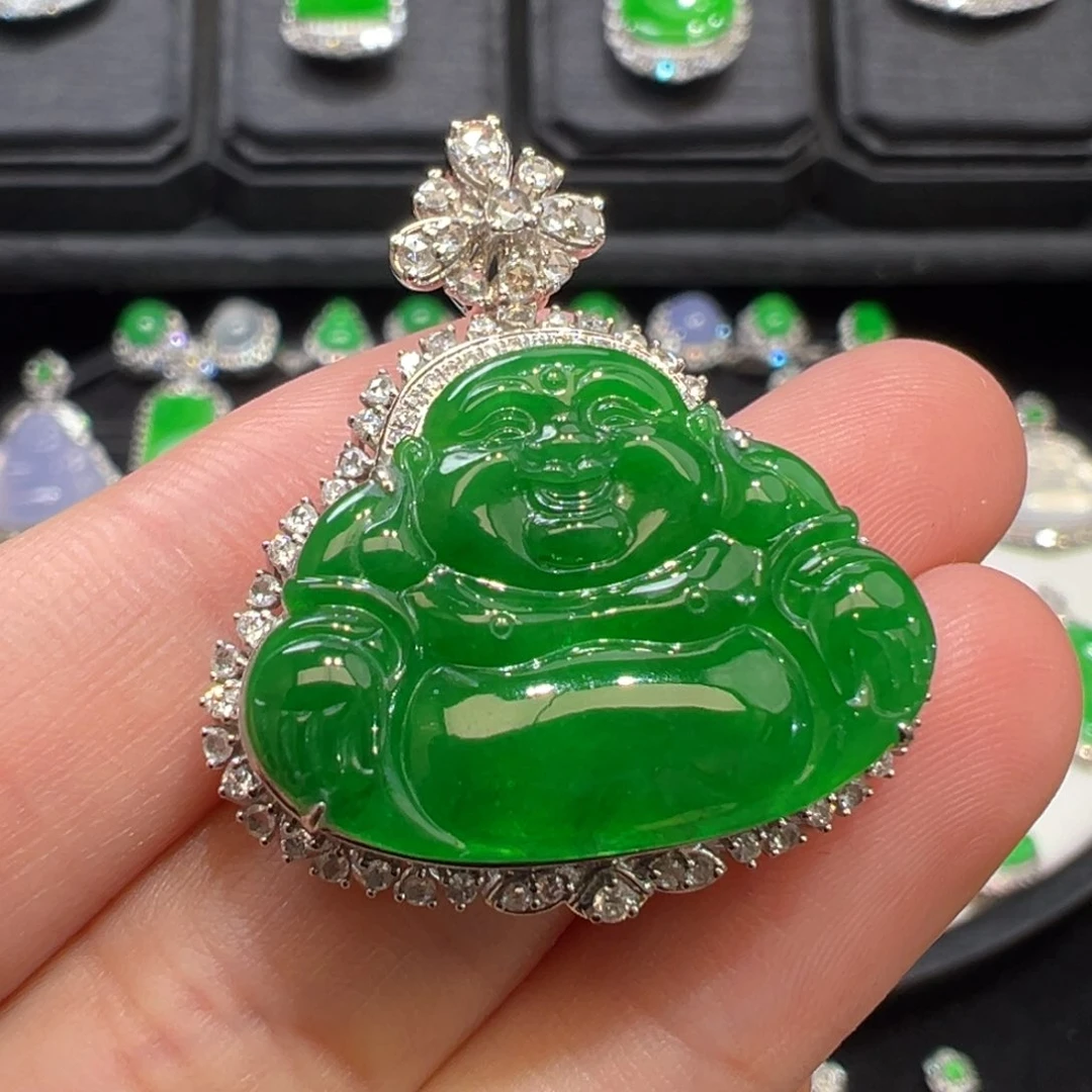 翡翠吊坠(不含链)18K金镶嵌收到货48小时鉴赏期