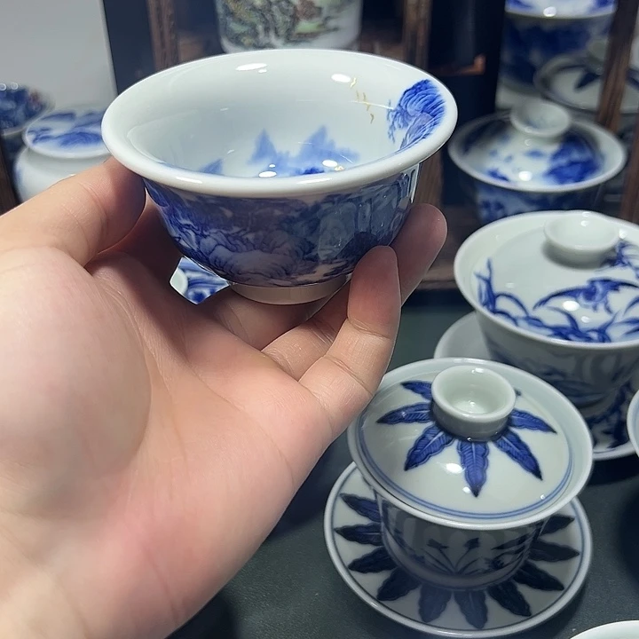 柴窑加彩景德镇纯手工手绘