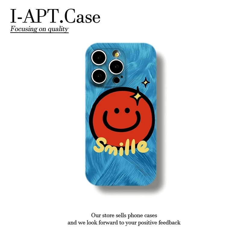 羽纱蓝大圆笑脸菲林软壳适用iPhone苹果16手机壳华为oppo小米vivo