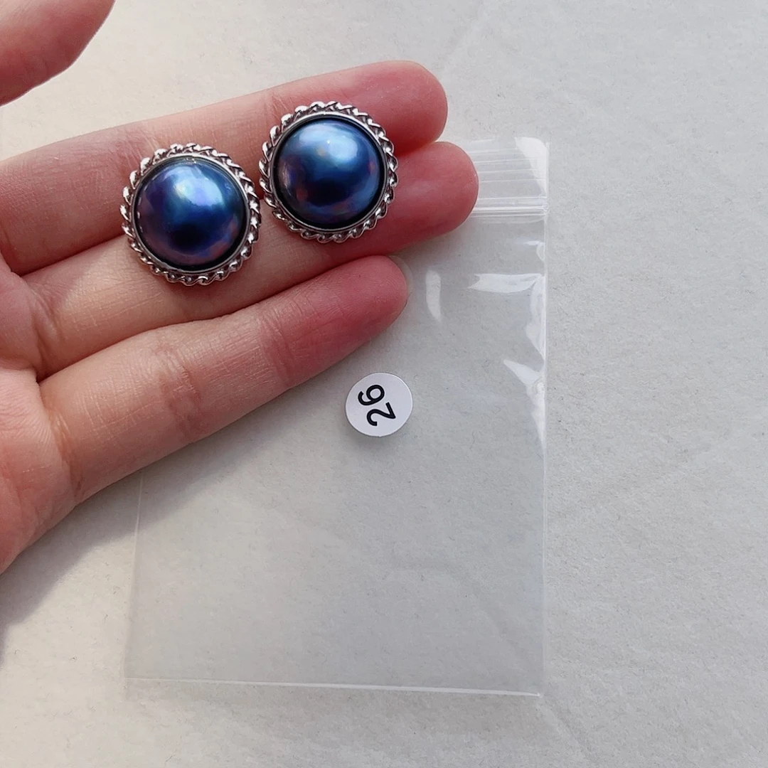 耳饰银S925镶嵌拼合珍珠（马贝珠）芽*肥