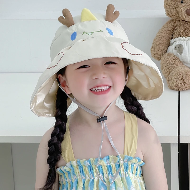 儿童夏季薄款帽子防紫外线遮阳空顶帽小孩百搭大檐宝宝太阳帽潮