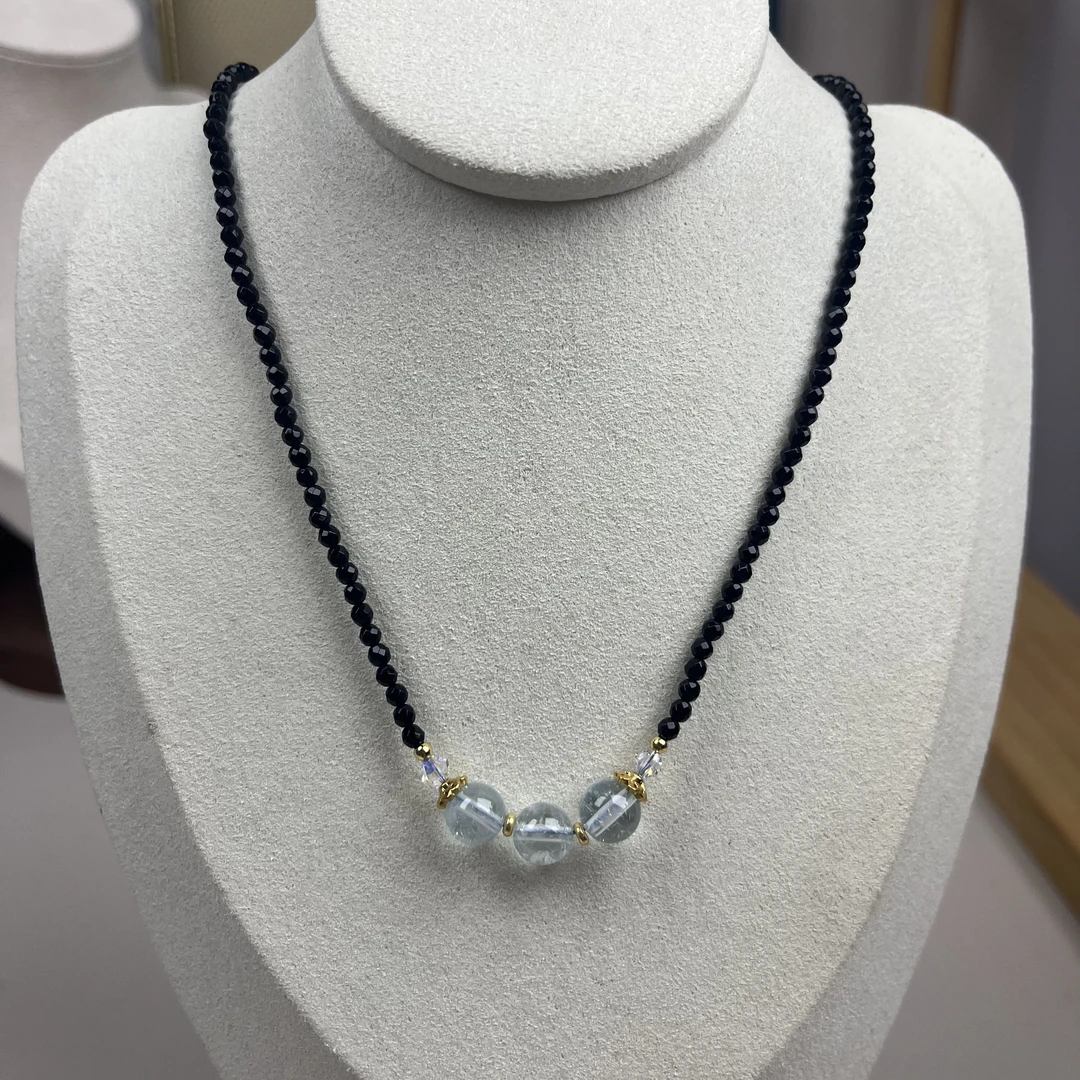 蓝托帕尖晶石项链X049378