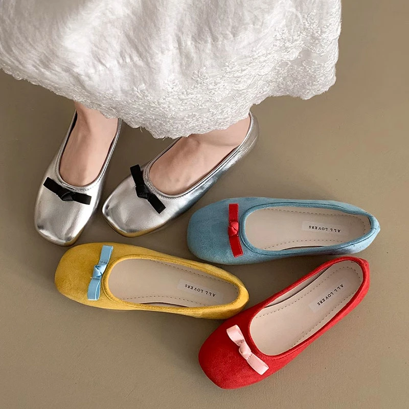 网红爆款法式蓝色浅口平底单鞋女2025新款春秋一脚蹬软底玛丽珍鞋