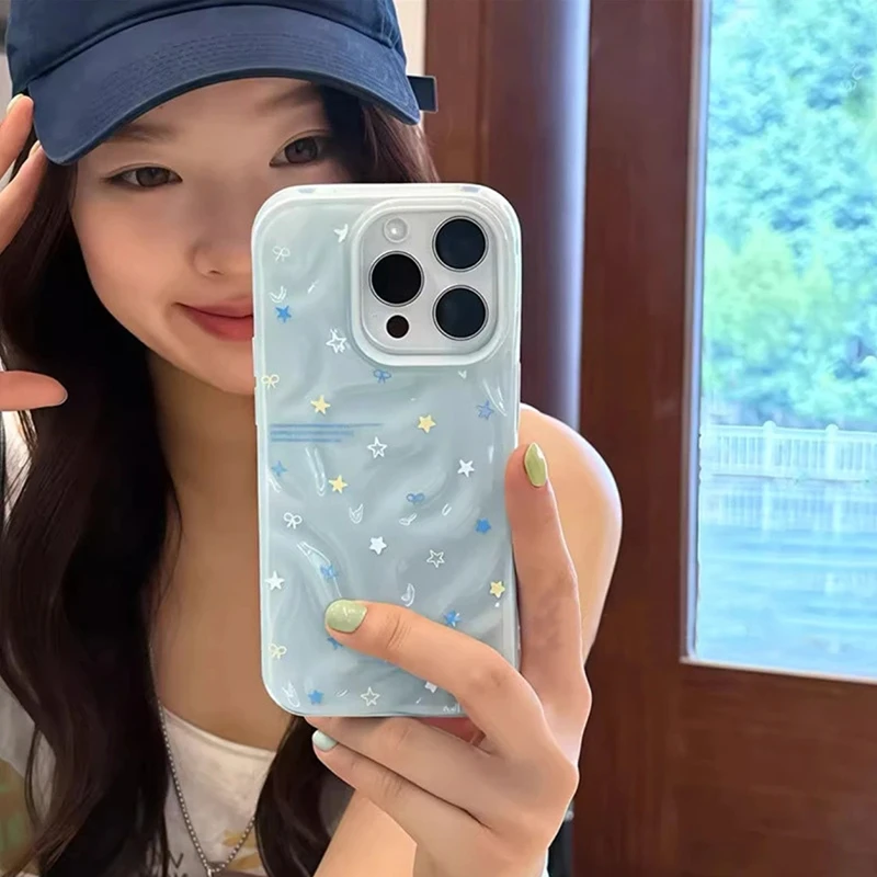 欧克里里粉小星星插画苹果16Promax手机壳iPhone15/14陨石纹13/12