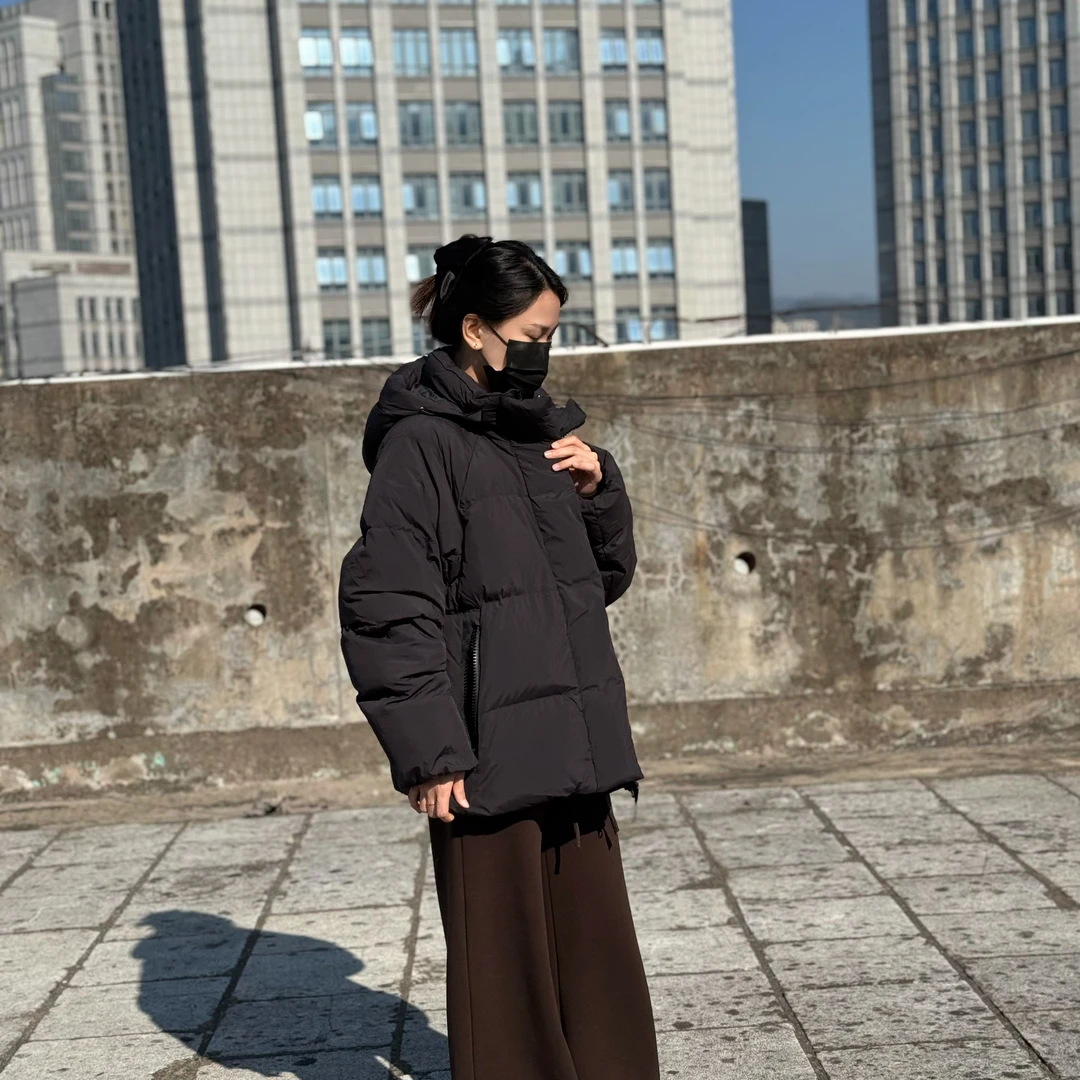 面包泡芙羽绒服情侣款冬季新款加绒加厚白鸭绒保暖通勤