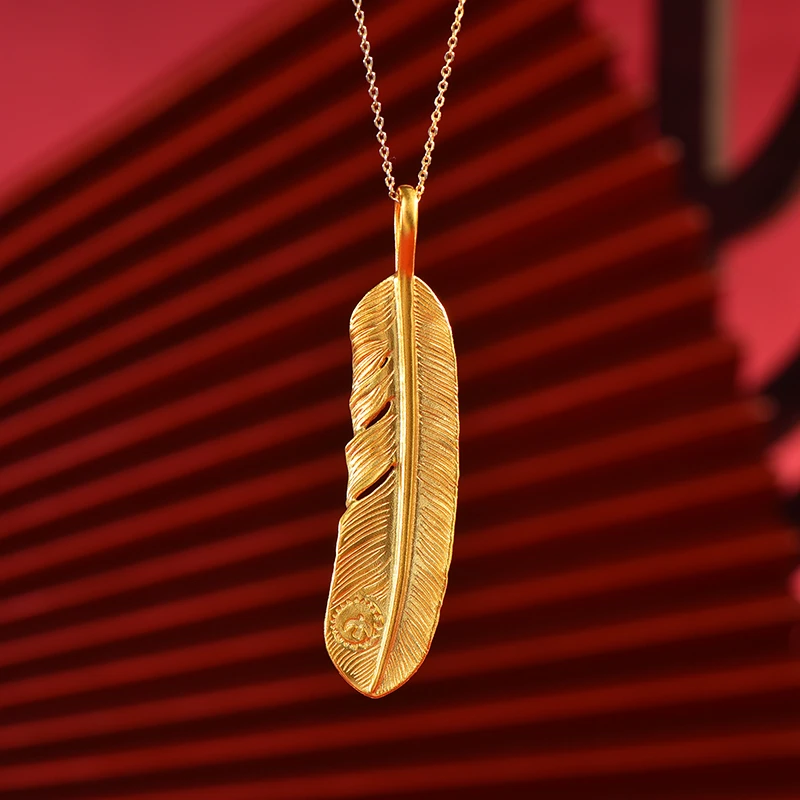 吊坠足银 古法羽毛吊坠传承工艺时尚不掉色手工情侣