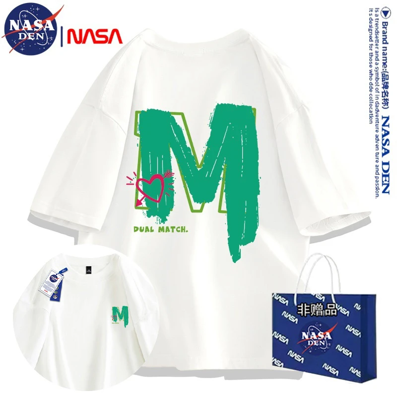 NASA联名2025年潮流百搭印花T恤重磅纯棉短袖时尚上衣夏季男女款