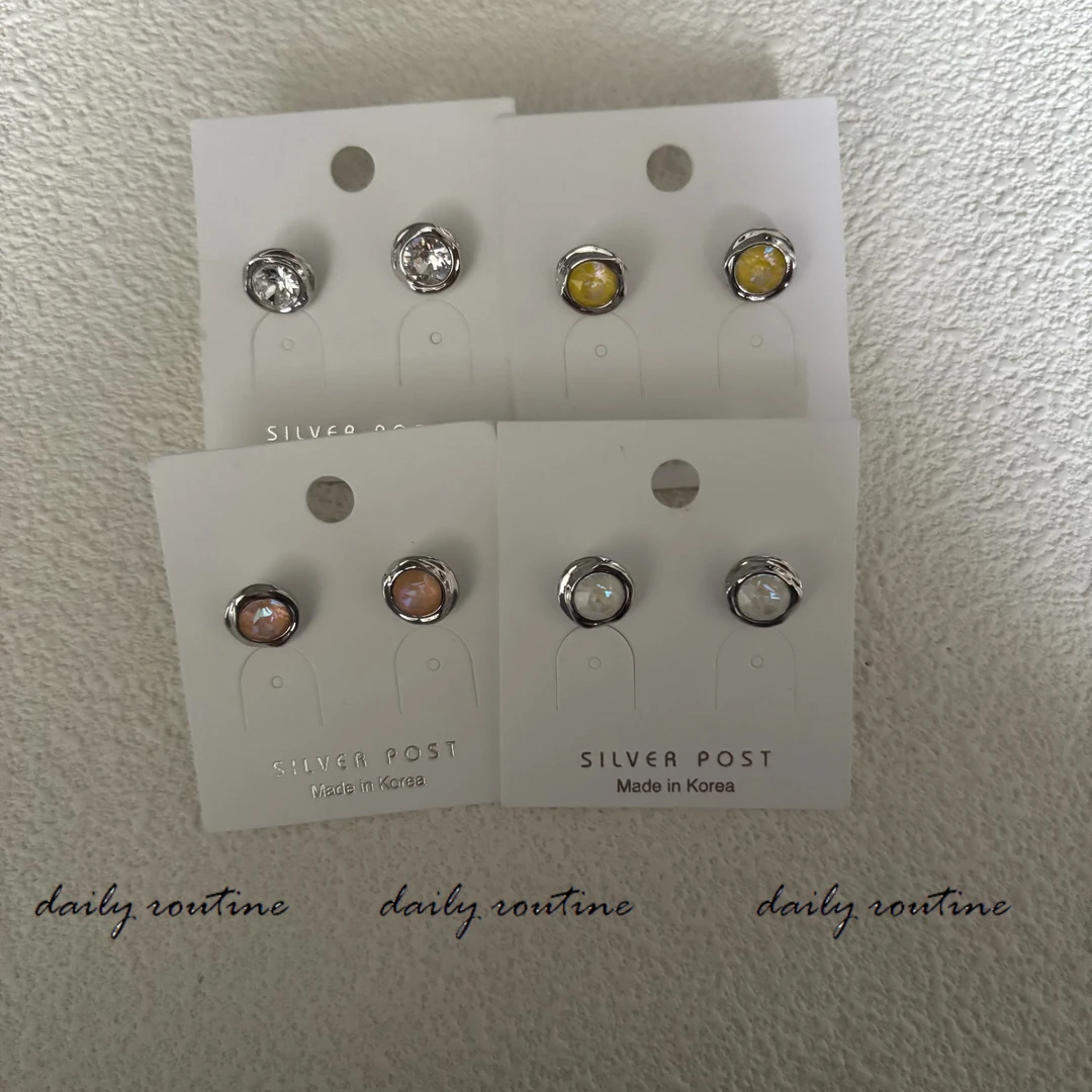 合金耳饰 【韩产】【经典】简约高级休闲锆石耳钉-13