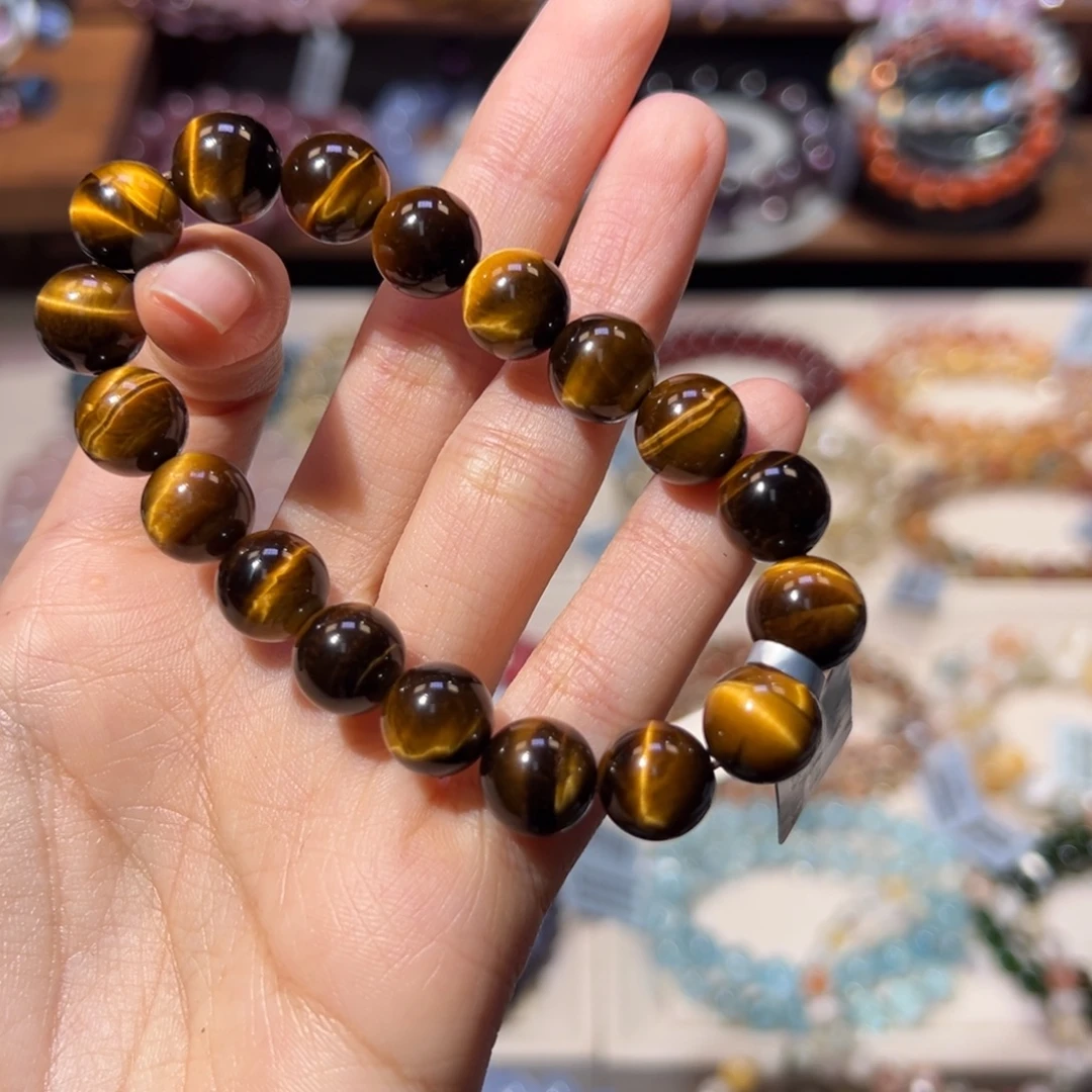 未镶嵌水晶手串10m福利宠粉闪电纹黄虎眼石