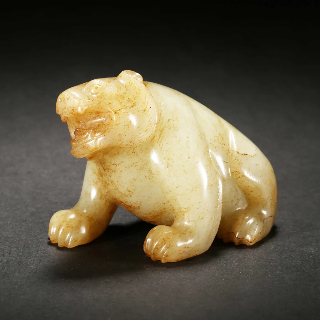 明代*和田白玉红沁熊/JAQ25072403/和田玉【北京文博】
