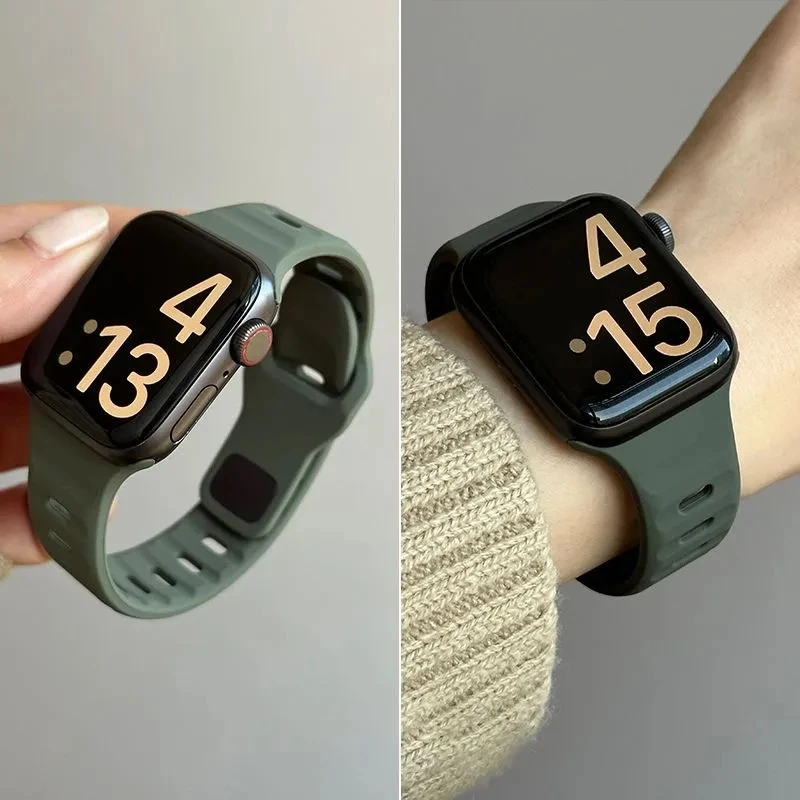 手表带iwatch适用苹果手表S1098苹果纯色硅胶iwatch男女运动表带