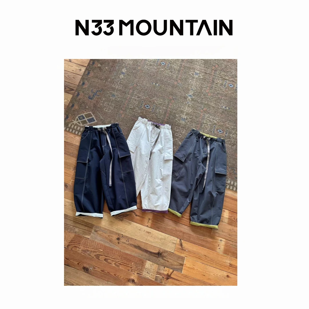 N33 MOUNTAIN小众设计加绒拼接撞色机能九分裤N1019