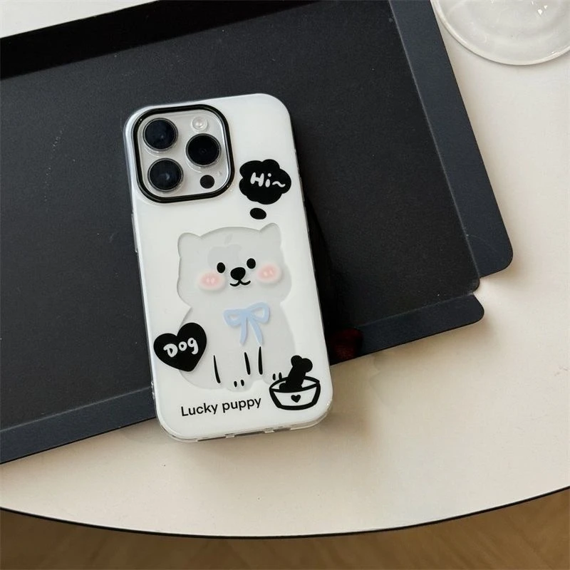 白底小狗适用苹果13手机壳iphone16pro/15/14/12小米vivo华为oppo